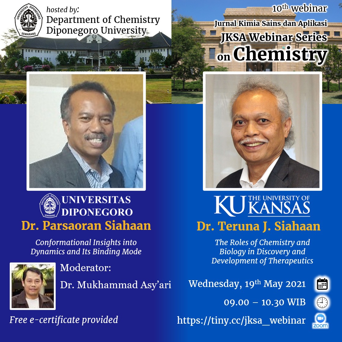 10th Webinar Jurnal Kimia Sains dan Aplikasi JKSA Webinar Series on Chemistry